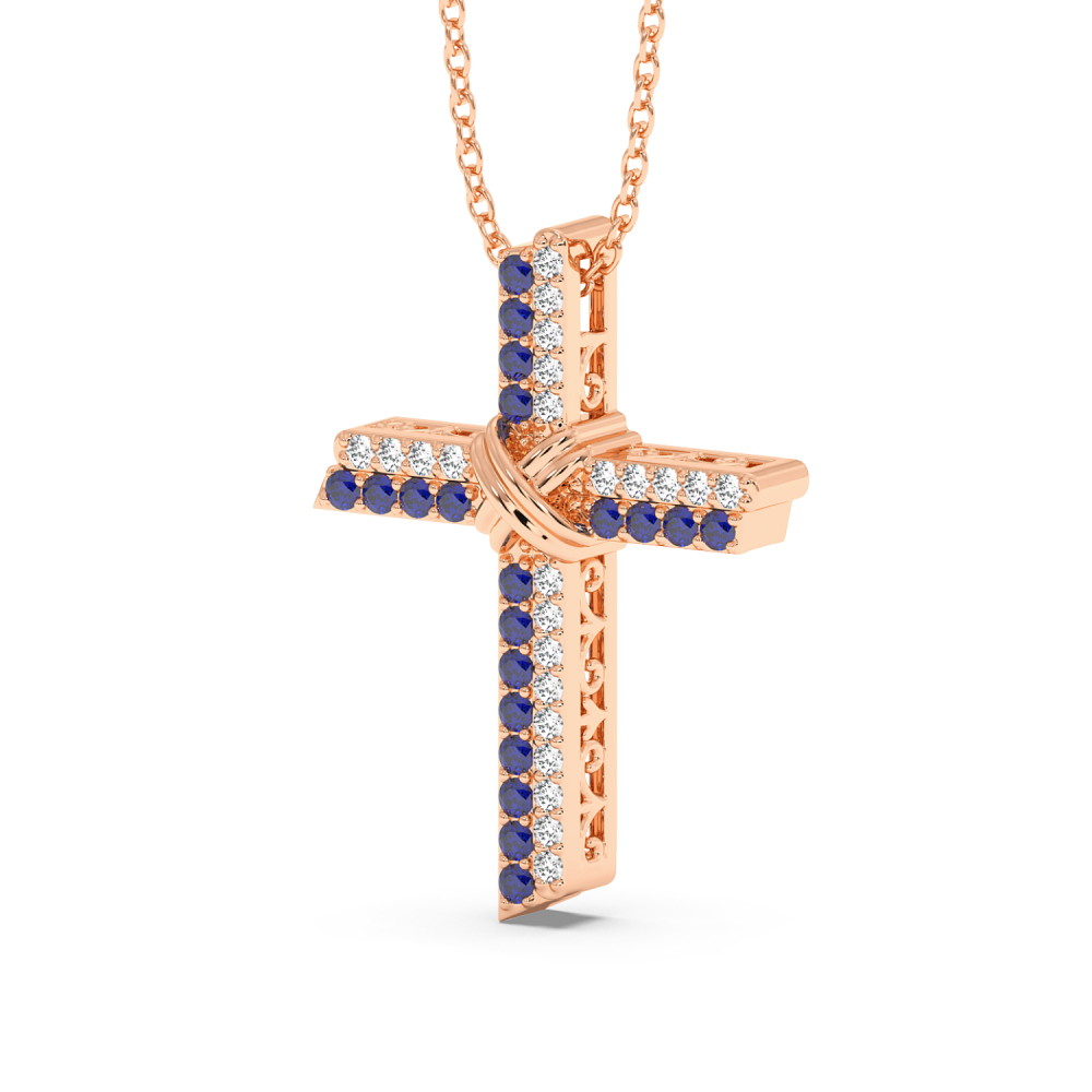 Pandantiv Cruciulita cu Diamante de 0.23ct si Tanzanite de 0.20ct