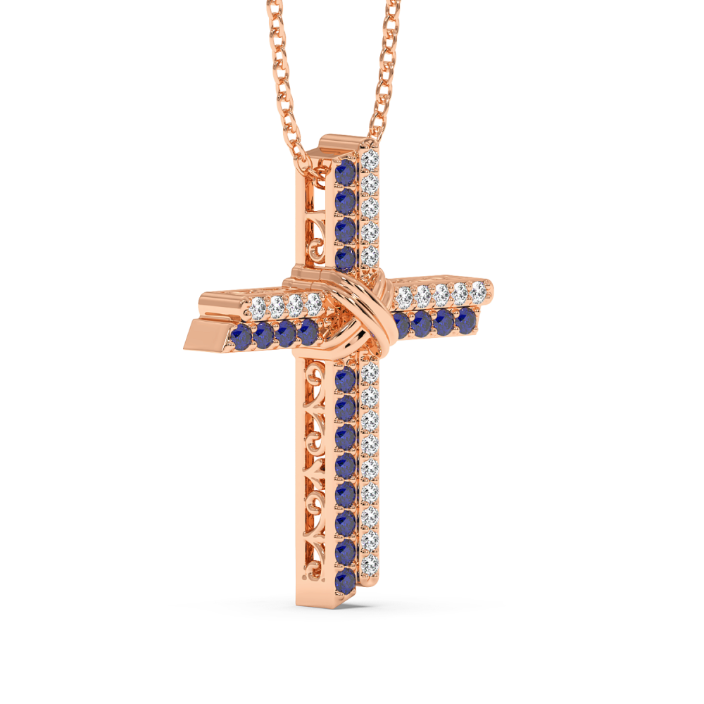 Pandantiv Cruciulita cu Diamante de 0.23ct si Tanzanite de 0.20ct