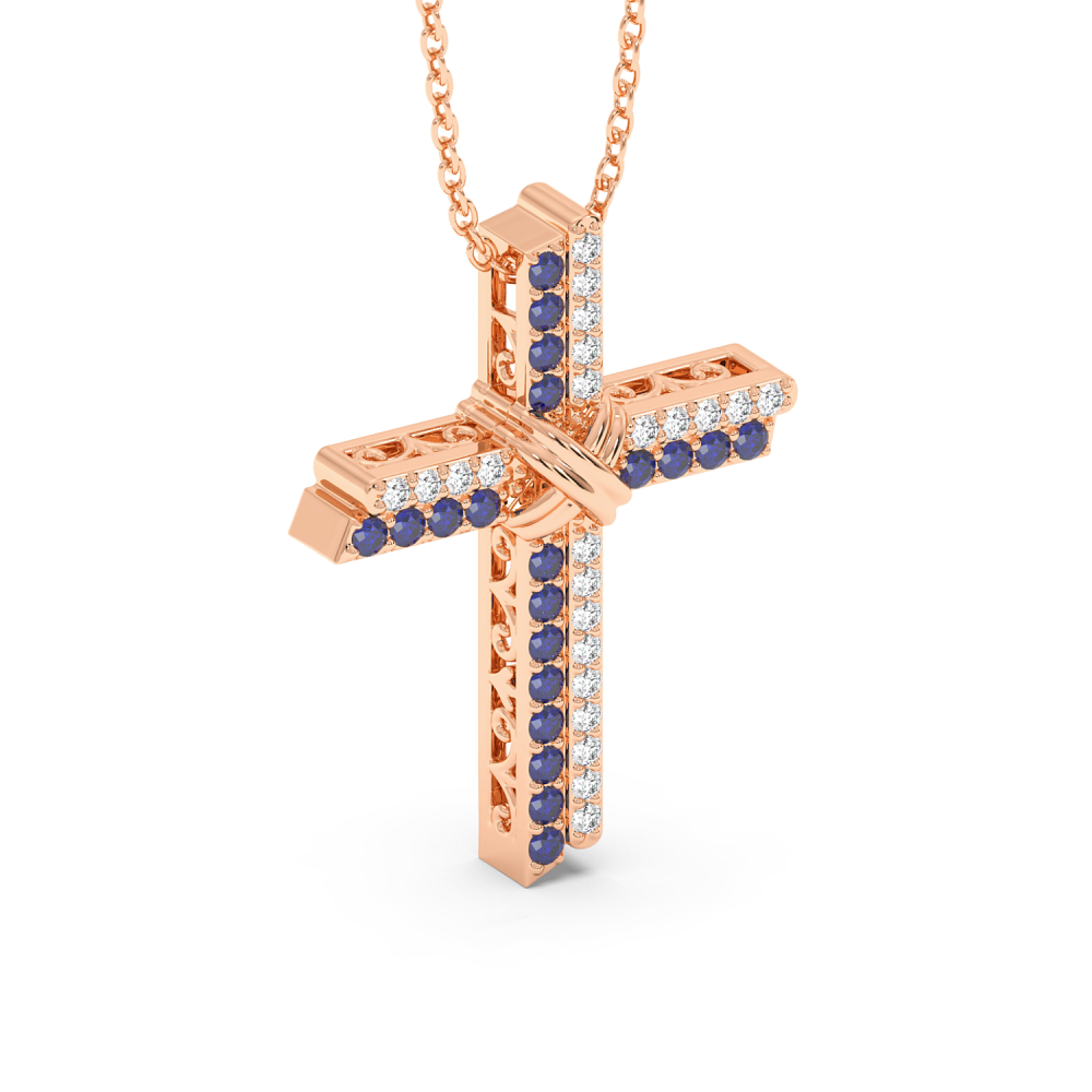 Pandantiv Cruciulita cu Diamante de 0.23ct si Tanzanite de 0.20ct