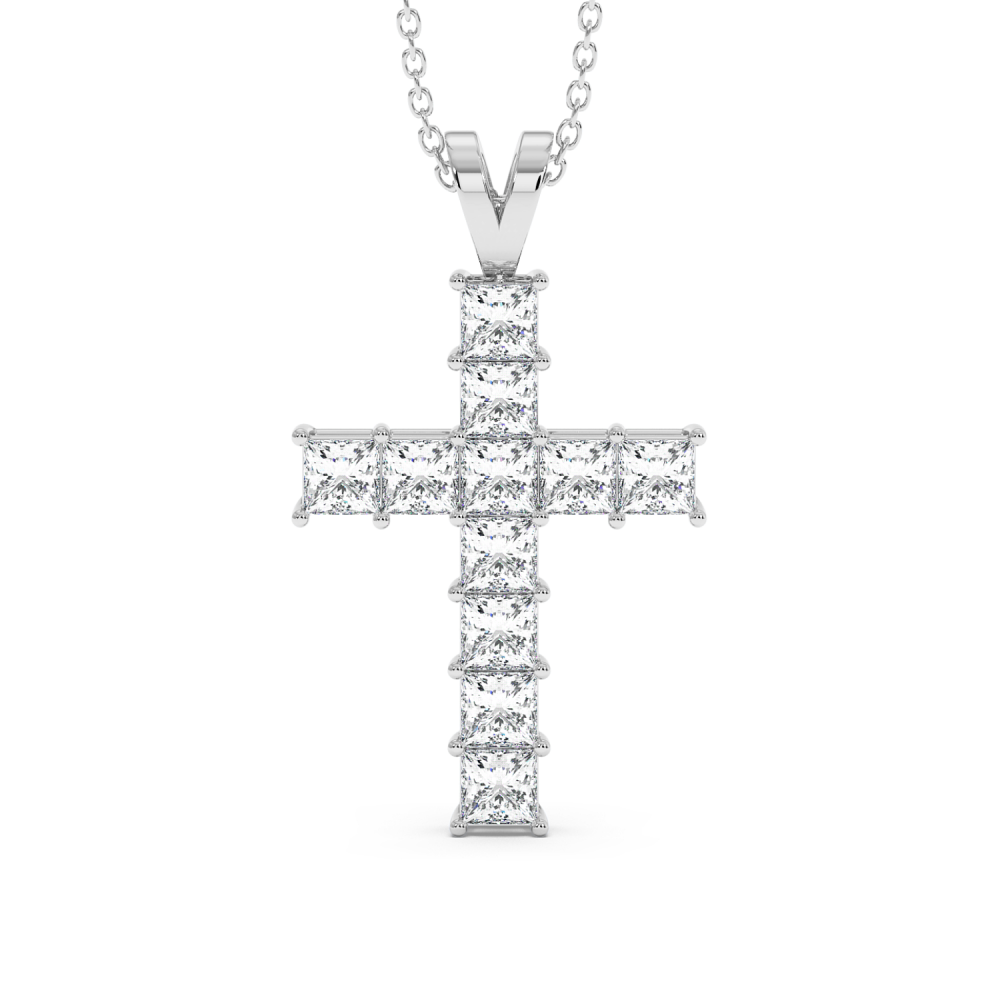 Pandantiv Cruciulita cu Diamante Princess Cut de 1.87ct