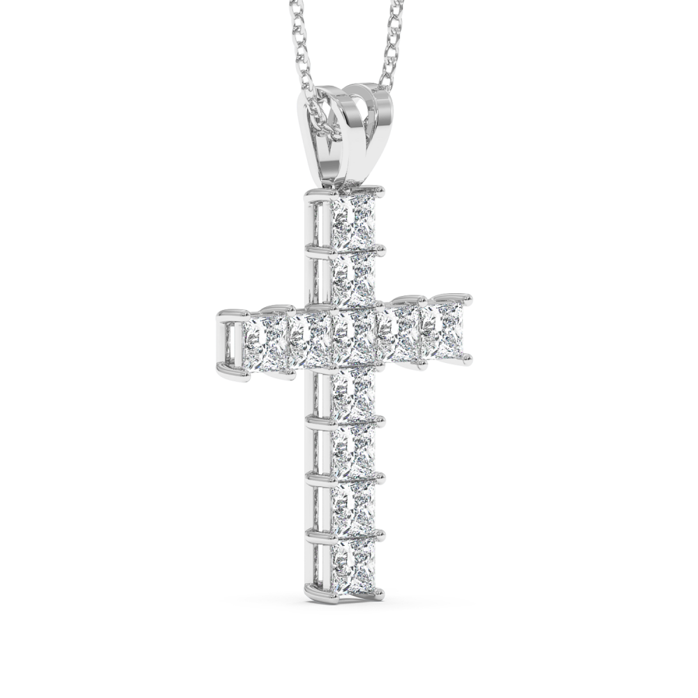 Pandantiv Cruciulita cu Diamante Princess Cut de 1.87ct