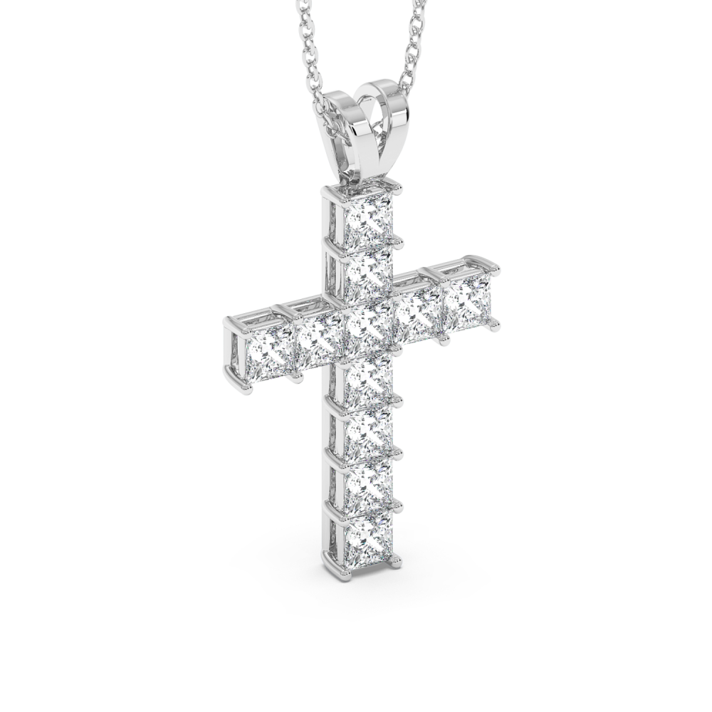 Pandantiv Cruciulita cu Diamante Princess Cut de 1.87ct