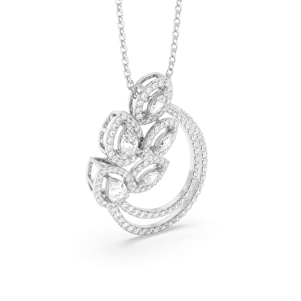 Pandantiv cu Diamante Pear Cut de 0.40ct, Diamante Marquise Cut de 0.30ct si Diamante Rotunde de 0.80ct