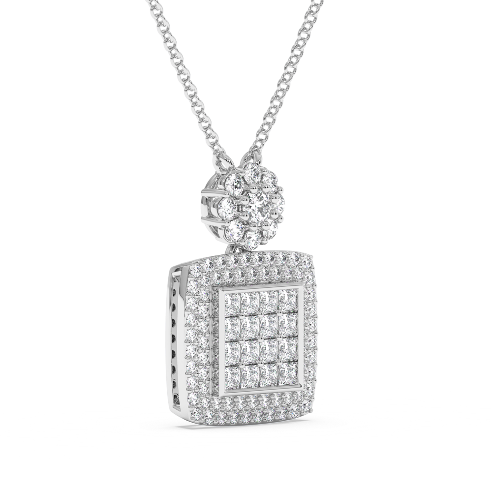 Pandantiv cu Diamante Princess Cut de 0.32ct si Diamante Rotunde de 0.46ct