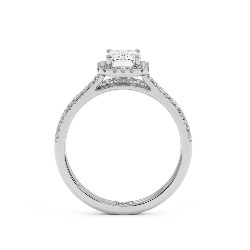 Set Inel de Logodna cu Diamant Central Emerald Cut de 1ct si Diamante Laterale de 0.33ct