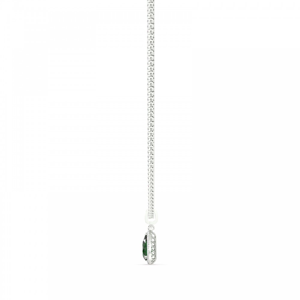 Tennis Charm cu Smarald Pear Cut Central de 8.48ct si Diamante Rotunde Laterale de 0.51ct