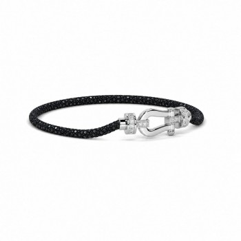 Bratara din piele naturala de pisica de mare cu diamante de 0.25 ct
