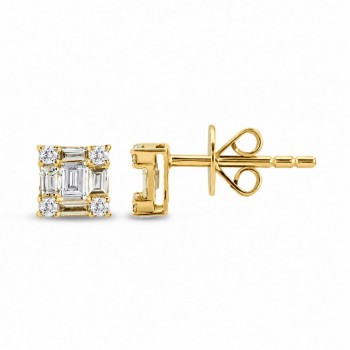 Cercei cu diamante Baget de 0.44 ct si diamante rotunde de 0.05 ct