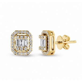 Cercei cu Diamante Bagheta de 0.56 si Diamante rotunde de 0.75 ct