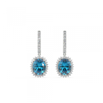 Cercei cu diamante de 0.57 ct si Blue Topaz de 4.30 ct