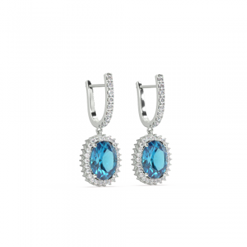Cercei cu diamante de 0.57 ct si Blue Topaz de 4.30 ct