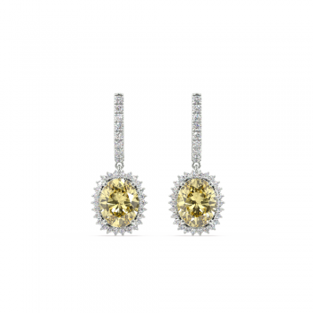 Cercei cu diamante de 0.57 ct si Safir Galben de 4.30 ct