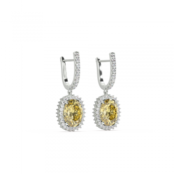 Cercei cu diamante de 0.57 ct si Safir Galben de 4.30 ct