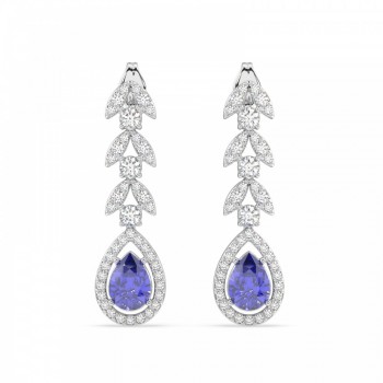Cercei cu diamante de 0.85 ct si Tanzanite de 1.25 ct