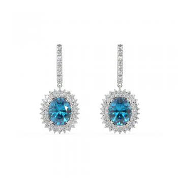 Cercei cu diamante de 1.21 ct si Blue Topaz de 4.85 ct