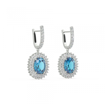 Cercei cu diamante de 1.21 ct si Blue Topaz de 4.85 ct
