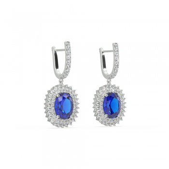 Cercei cu diamante de 1.21 ct si Tanzanit de 4.85 ct
