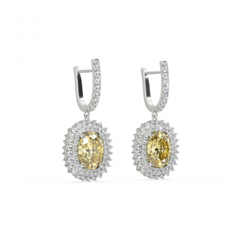 Cercei cu diamante de 1.21 ct si Safir Galben de 4.85 ct