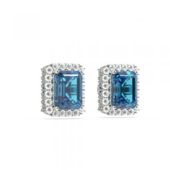 Cercei cu diamante de 0.37 ct si Blue Topaz de 2.98 ct