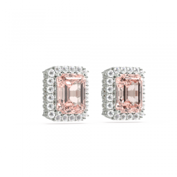 Cercei cu diamante de 0.37 ct si Morganit de 2.98 ct