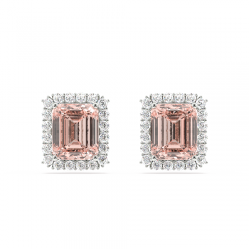 Cercei cu diamante de 0.37 ct si Morganit de 2.98 ct