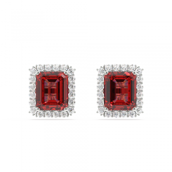 Cercei cu diamante de 0.37 ct si Rubine de 2.98 ct