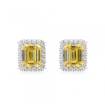 Cercei cu diamante de 0.37 ct si Safir Galben de 2.98 ct