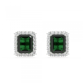 Cercei cu diamante de 0.37 ct si Smaralde de 2.98 ct