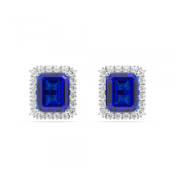 Cercei cu diamante de 0.37 ct si Tanzanit de 2.98 ct