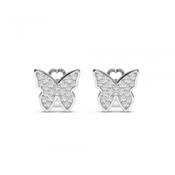 Cercei din aur alb cu diamante de 0.19 ct