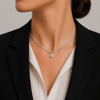 Colier cu diamant central de 0.50 ct si laterale de 0.90 ct 