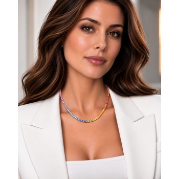 Colier Tennis cu safire multicolor de 12.75 ct