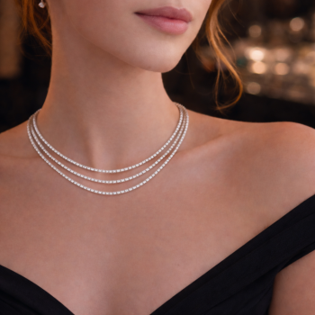 Colier Tennis Triplu cu Diamante de 14.45 ct