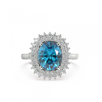Inel cu Blue Topaz de 2.42 ct si diamante de 0.45 ct