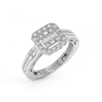 Inel cu Diamante Baget de 0.15ct si Diamante Rotunde de 0.71ct