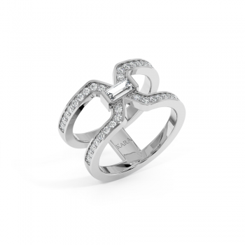 Inel cu Diamante Baget de 0.20ct si Diamante Rotunde de 0.36ct