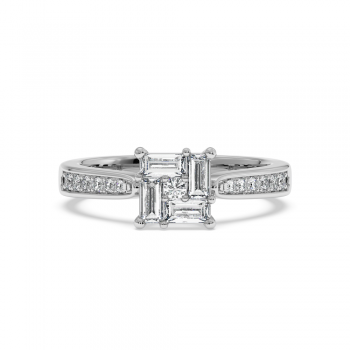 Inel cu Diamante Baget de 0.43ct si Diamante Laterale Rotunde de 0.17ct