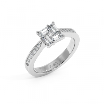 Inel cu Diamante Baget de 0.43ct si Diamante Laterale Rotunde de 0.17ct