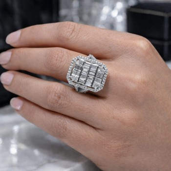 Inel cu Diamante Baget de 0.54ct si diamante rotunde de 0.41 ct