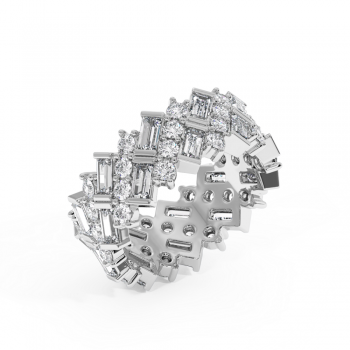 Inel cu Diamante Baget de 0.54ct si Diamante Rotunde de 1.53ct