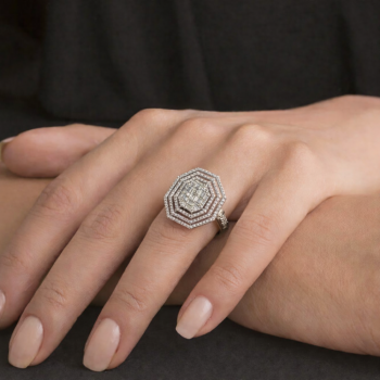 Inel cu Diamante Baget de 0,55 ct si diamante rotunde de 1.08 ct