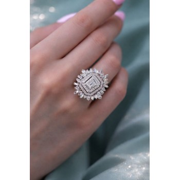 Inel cu Diamante Baget de 0.58ct si diamante rotunde de 0.71 ct