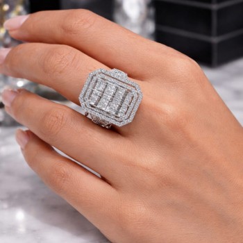 Inel cu Diamante Baget de 0.66 ct si diamante rotunde de 0.72 ct