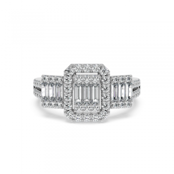 Inel cu Diamante Baget de 0.73ct si Diamante Rotunde de 0.67ct