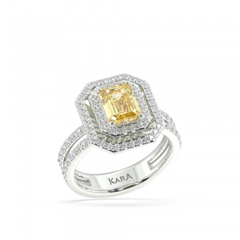 Inel cu diamante de 0.53 ct si Safir galben de 1.76 ct