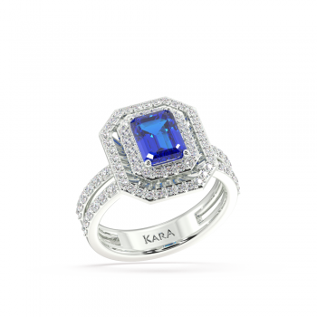 Inel cu Diamante de  0.56 ct si Safir de 1.09 ct