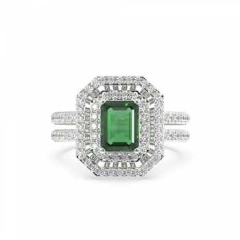 Inel cu Diamante de 0.58 ct si Smarald de 0.78 ct