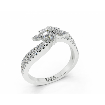 Inel cu diamante Marquise Cut de 0.19ct si diamante rotunde de 0.28ct