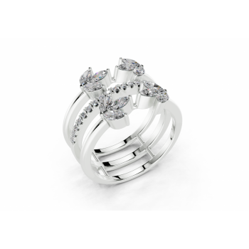 Inel cu diamante Marquise Cut de 0.45ct si diamante rotunde de 0.14ct