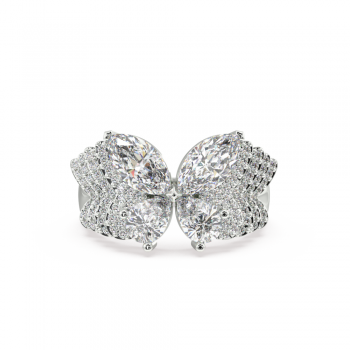 Inel cu Diamante Marquise de 1.43 ct, Diamante rotunde de 0.27 ct ct si Diamante pear de 0.81 ct